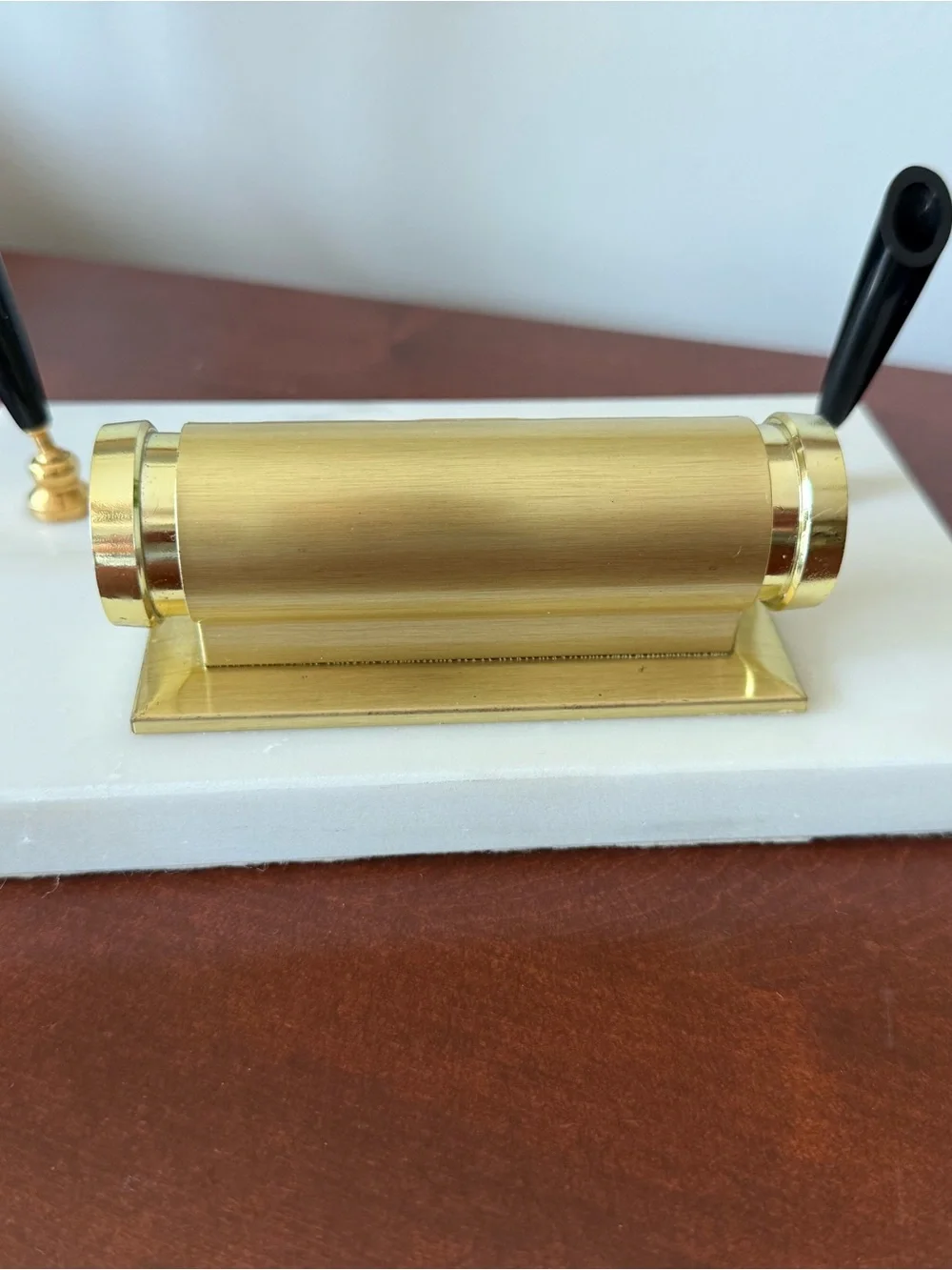Vintage Brass Desktop Perpetual Calendar - marble base